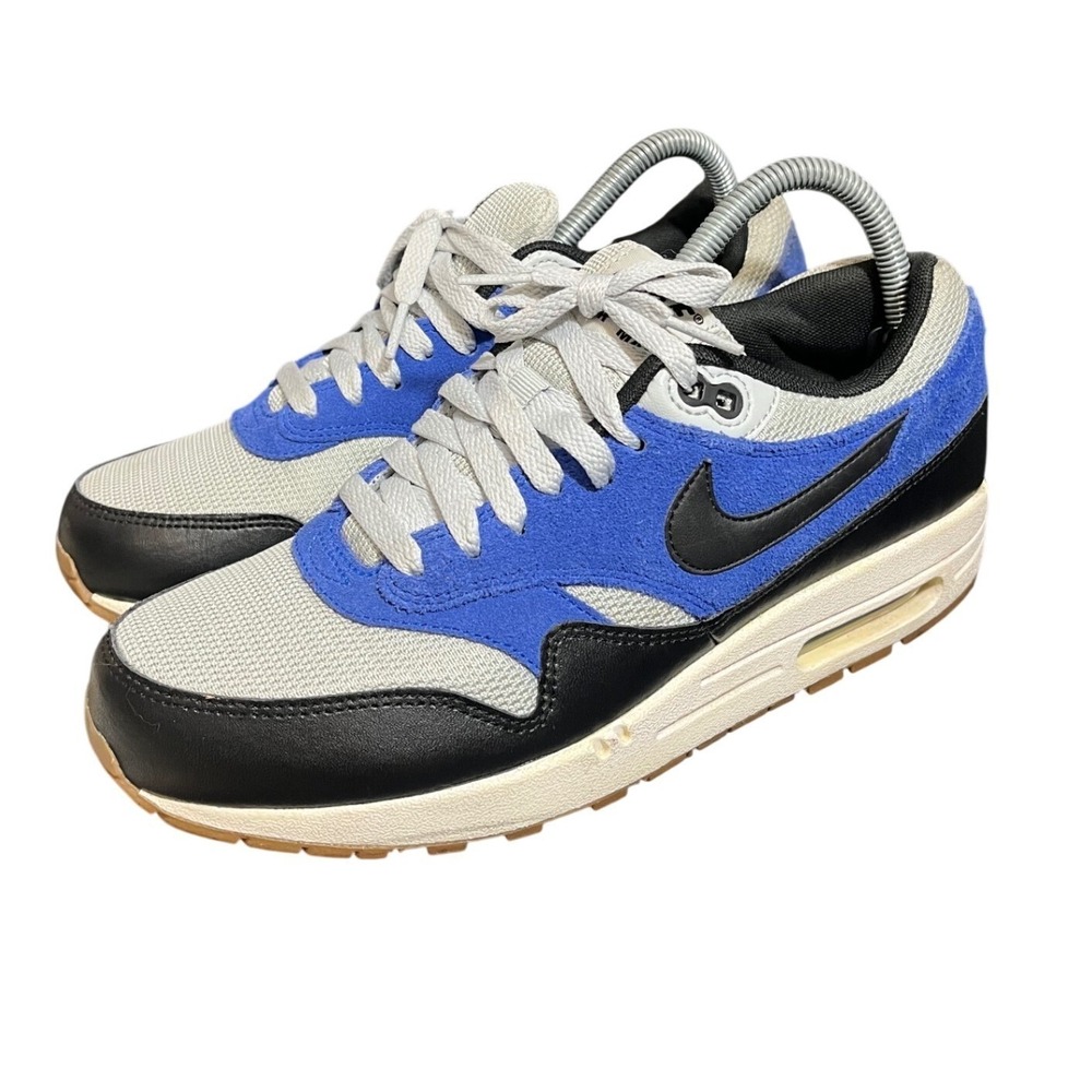 Nike Air Max 1 Mens 7.5 Womens 9 Blue Black Grey Essential Gum Sole Sneakers‎